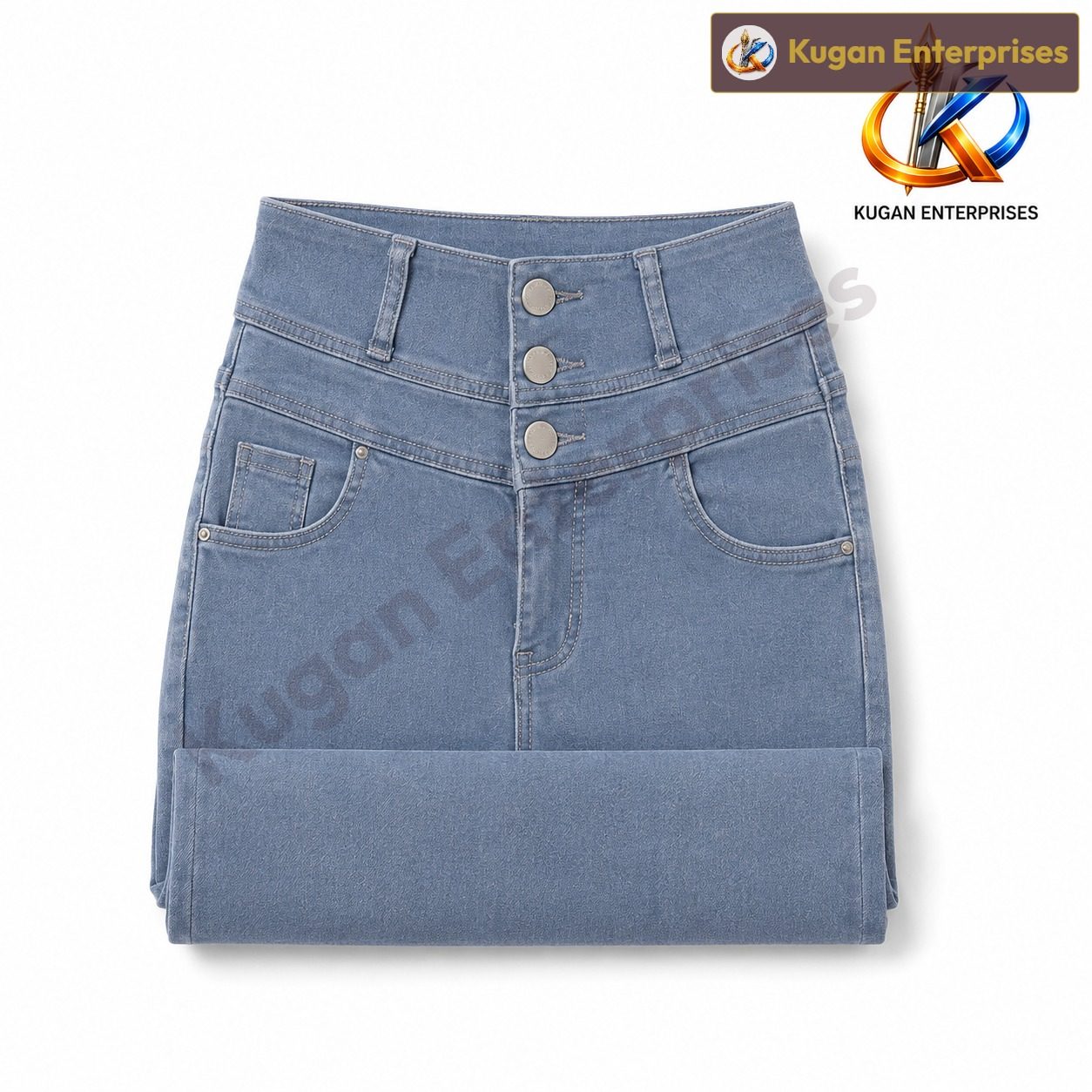 Women’s Bluish-Grey High-Rise Three-Button Skinny Ankle Jeans