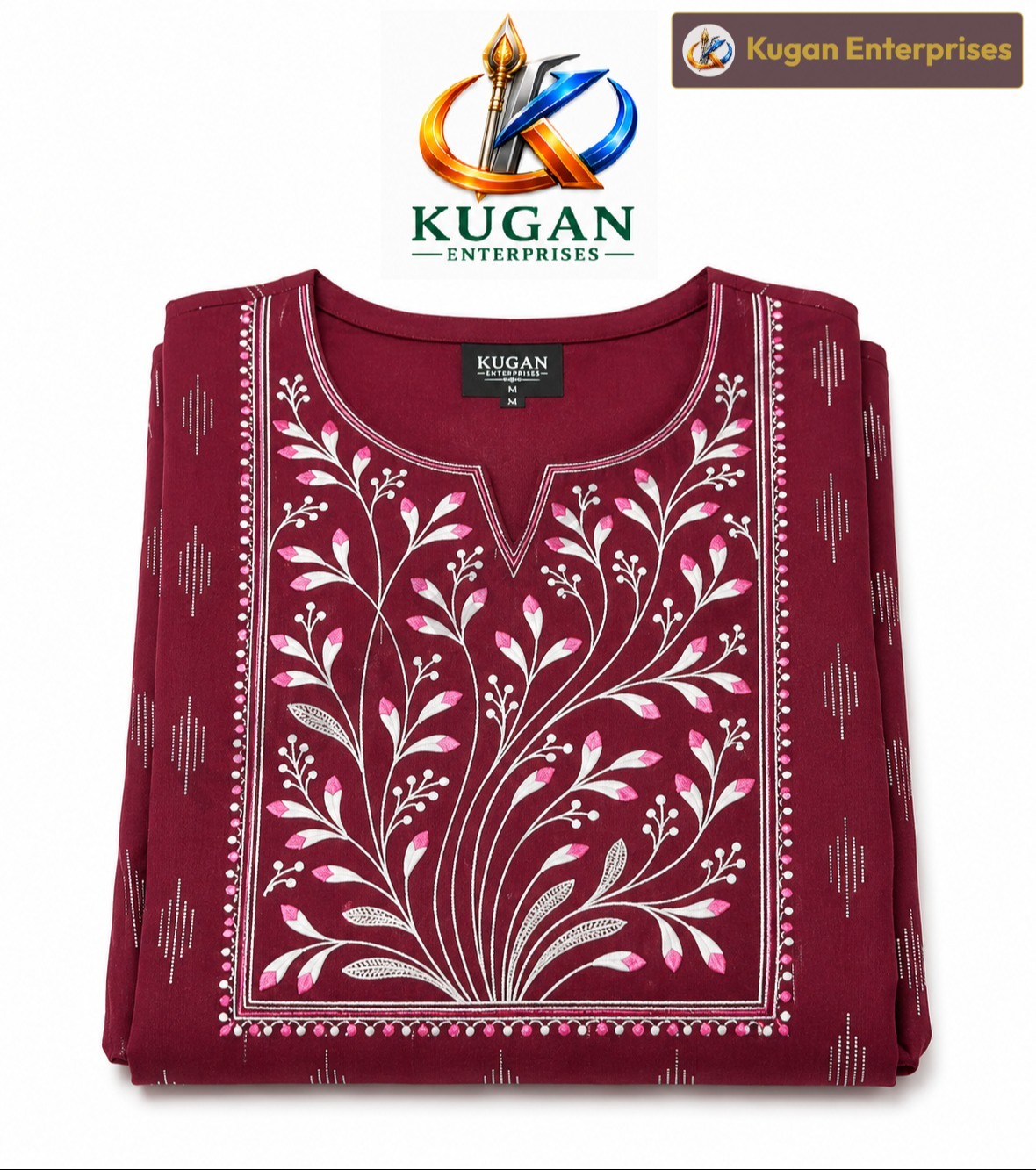 Maroon Blossom Embroidered Kurta