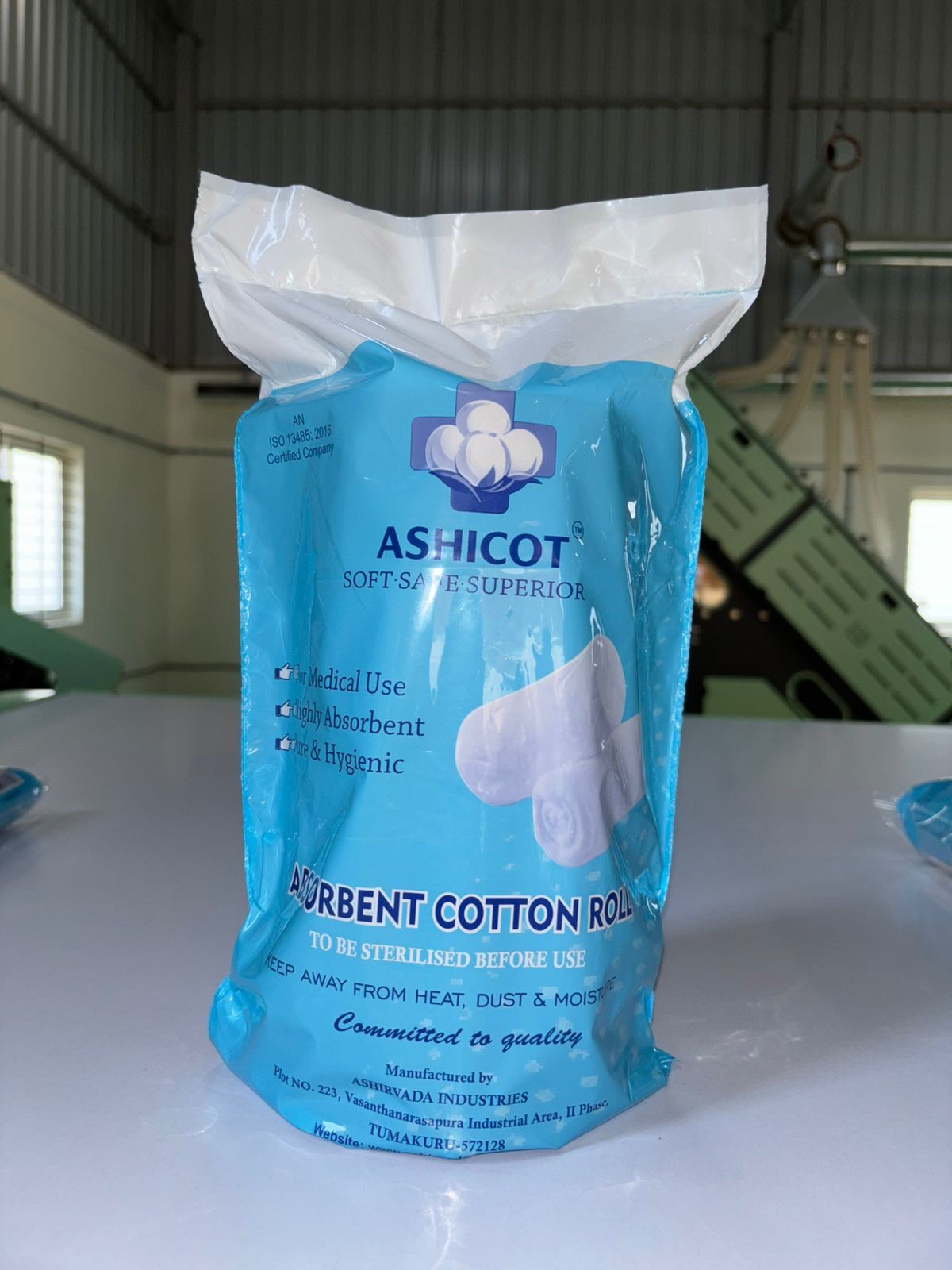 ASHICOT Absorbent Cotton Roll 500gm for Medical Use – 100% Pure, Soft & Non-Sterile for First Aid, Wound Dressing, Baby Cleaning, Clinics,