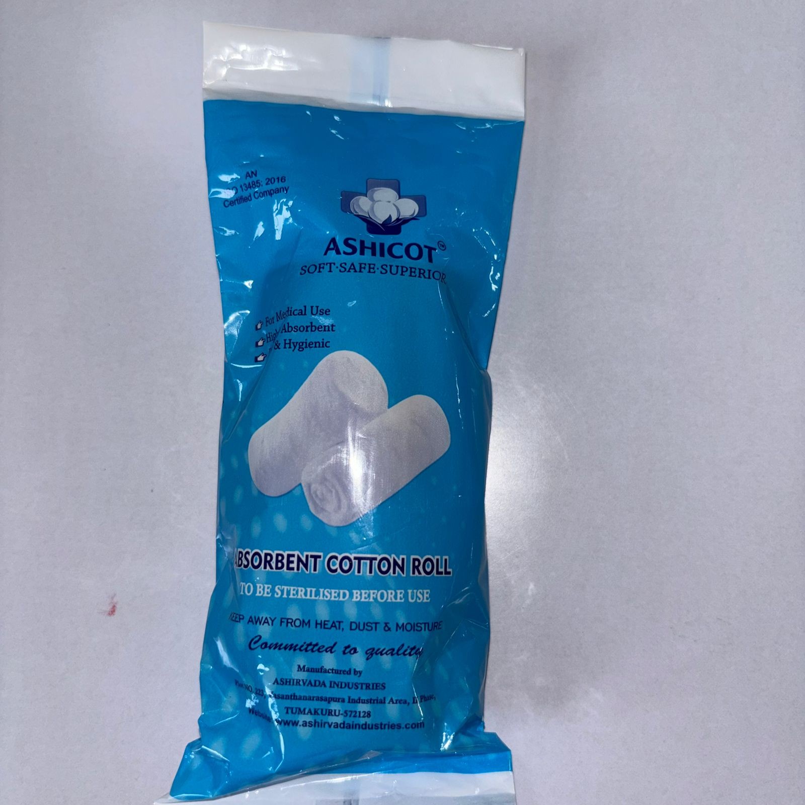 ASHICOT Absorbent Cotton Roll 15gm for Medical Use – 100% Pure, Soft & Non-Sterile for First Aid, Wound Dressing, Baby Cleaning, Clinics