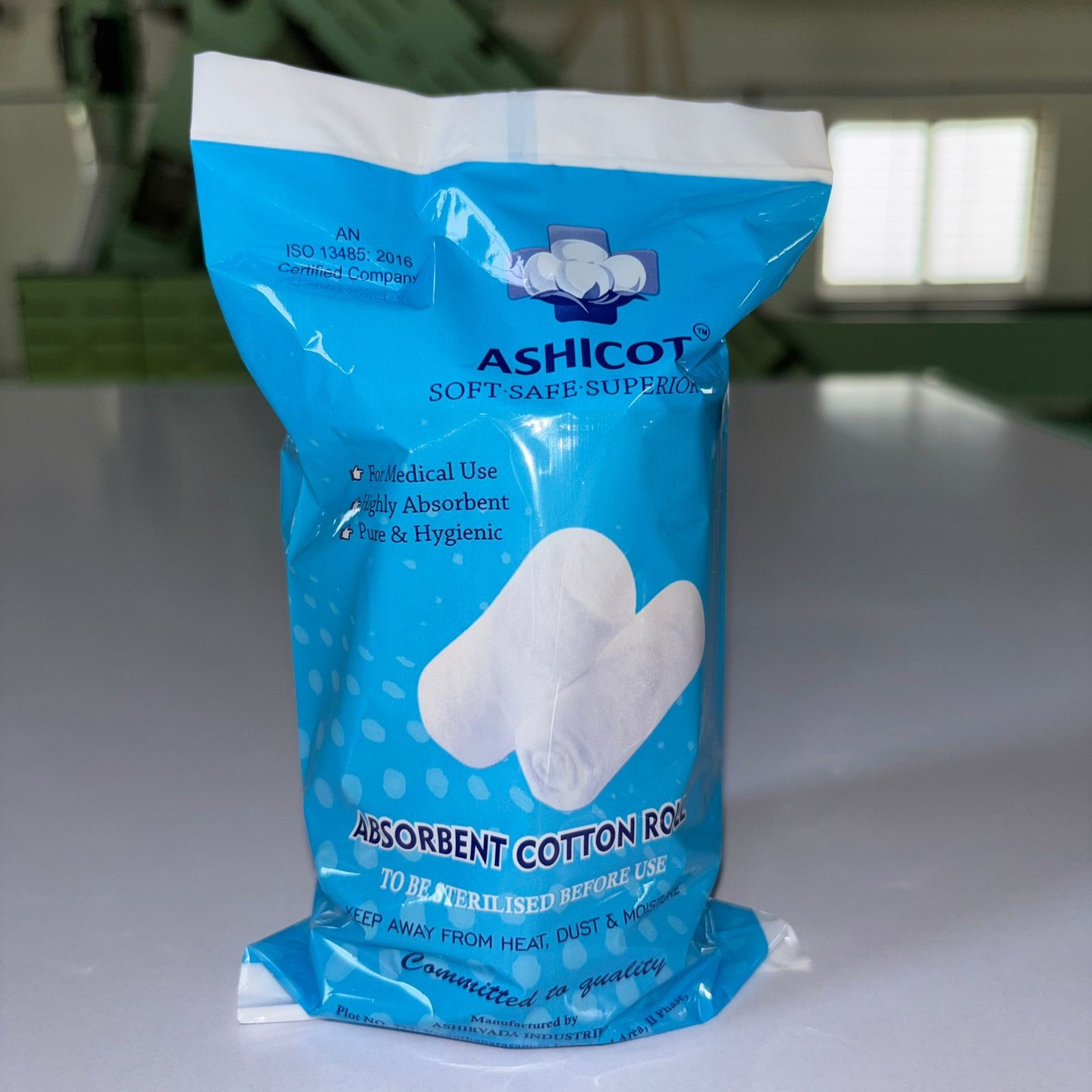ASHICOT Absorbent Cotton Roll 50gm for Medical Use – 100% Pure, Soft & Non-Sterile for First Aid, Wound Dressing, Baby Cleaning, Clinics