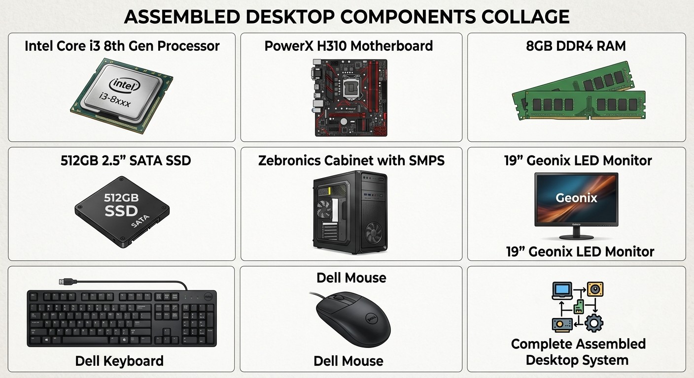 Rental Desktop PC – Intel Core i3 8th Gen |16GB RAM | 256 GB SSD | 19" Monitor