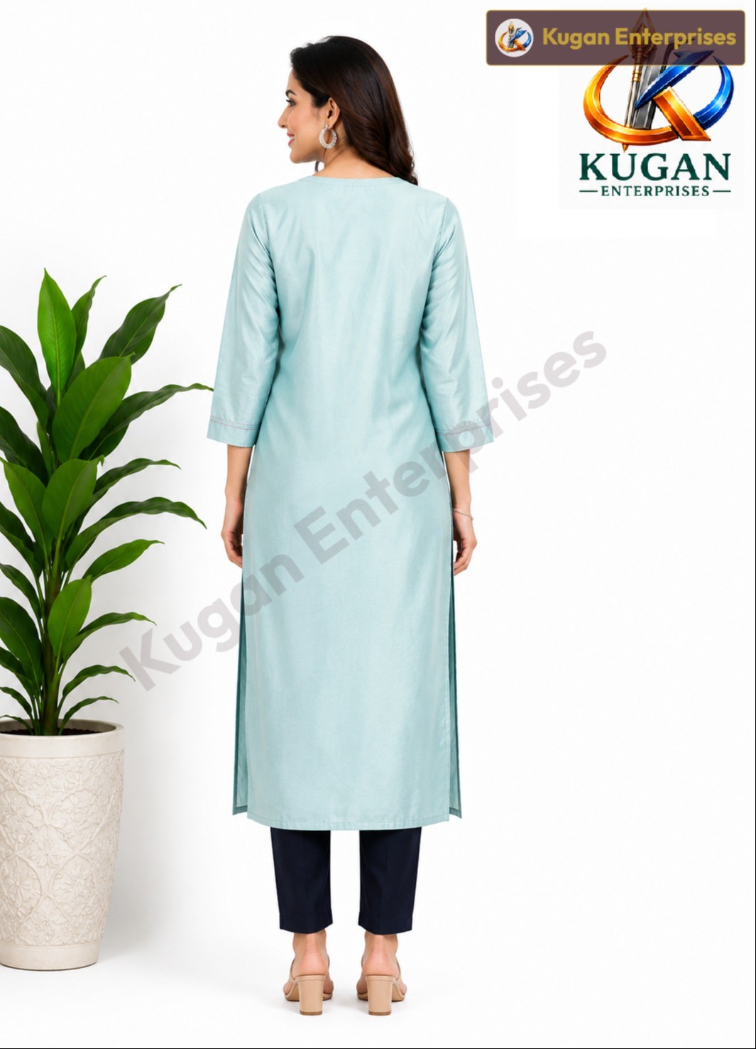 Aqua Elegance Pink & Gold Embroidered Kurta
