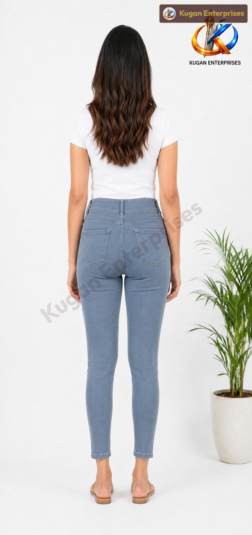Women’s Bluish-Grey High-Rise Three-Button Skinny Ankle Jeans