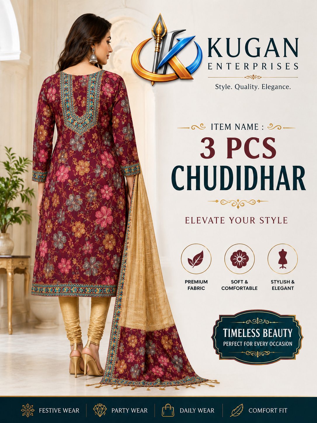 Women's 3 Piece Churidar Set