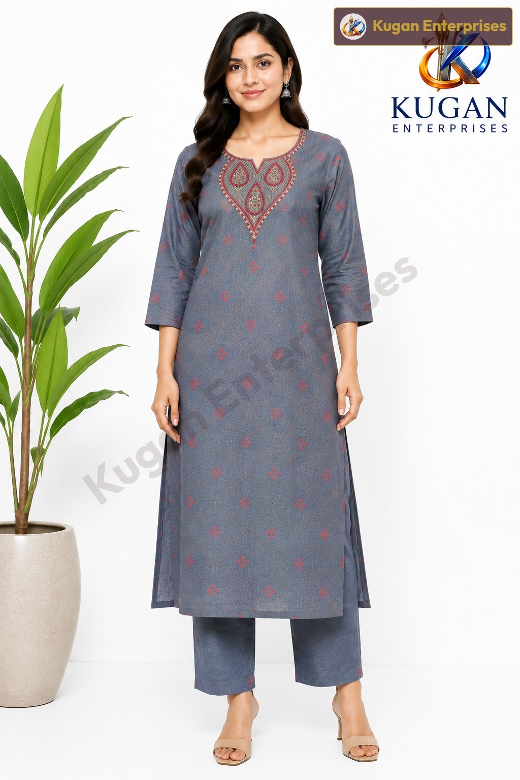 Elegance Grey Embroidered Kurta