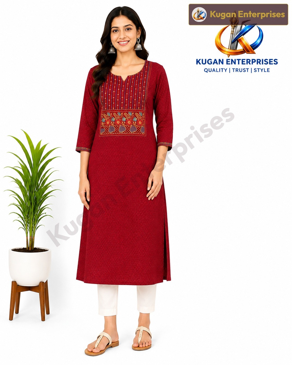 Maroon Heritage Floral Embroidered Kurta