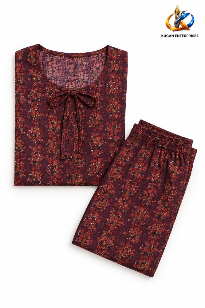 Wine Bloom Plus-Size Rayon Kurta Pant Set
